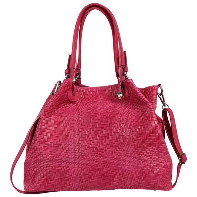 Florence Damen Handtasche Echtleder fuchsia Flechtmuster OTF163P