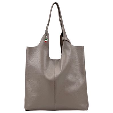Florence Leder Tasche Damen Shopper grau 37x5x38cm inklusive Italien OTF166K3