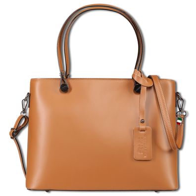 Florence Leder Tasche Damen Schultertasche tan hellbraun 37x16x28cm OTF175C3