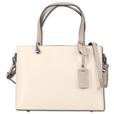 Florence Leder Tasche Damen Schultertasche beige grau 37x16x28cm OTF175I1