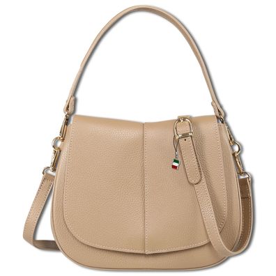 Florence Leder Tasche Damen Umhängetasche taupe beige 27x9x26cm OTF178I3