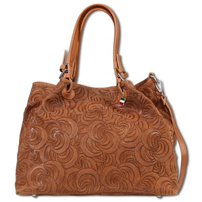 Florence Wildleder Tasche Damen Schultertasche braun 36x16x27cm OTF179N4
