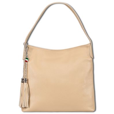Florence Leder Tasche Damen Schultertasche taupe beige 40x12x30cm OTF180I3