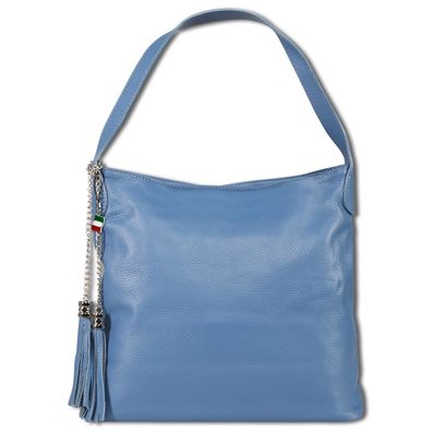 Florence Leder Tasche Damen Schultertasche jeansblau 40x12x30cm OTF180M6