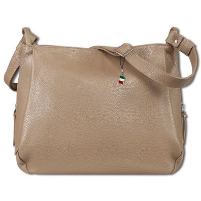 Florence Leder Tasche Damen Umhängetasche taupe beige 35x13x28cm OTF182I5
