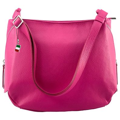 Florence Leder Tasche Damen Umhängetasche fuchsia pink 35x13x28cm OTF182P4