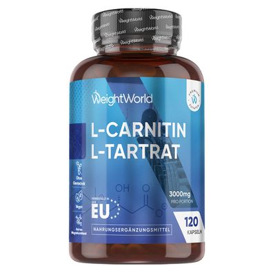 WeightWorld L Carnitin Tartrat - 3000mg pro Portion 120 vegane Kapseln