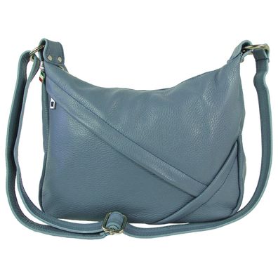 Florence Leder Tasche Damen Schultertasche taubenblau 35x12x22cm OTF191H4