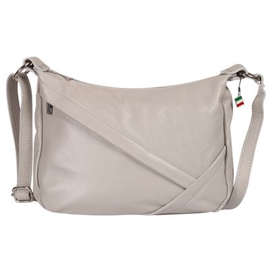 Florence Leder Tasche Damen Schultertasche hellgrau 35x12x22cm OTF191K2