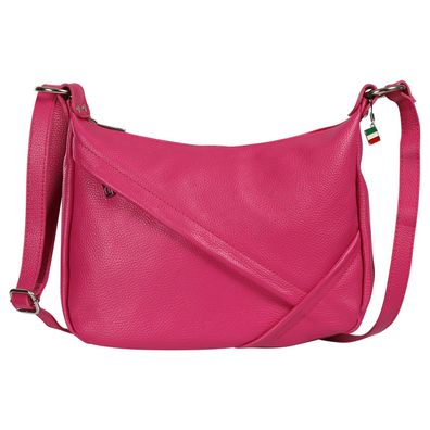 Florence Leder Tasche Damen Schultertasche pink fuchsia 35x12x22cm OTF191P3
