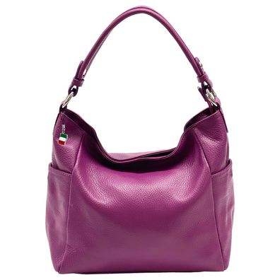 Florence Leder Tasche Damen Schultertasche fuchsia pink 37x12x26cm OTF199P5