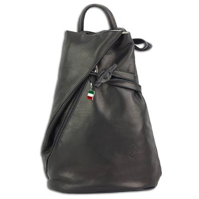 Florence echtes Leder 2in1 Tasche Damen Rucksack schwarz 24x33x13 OTF605S