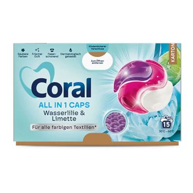 CORAL Waschmittel All in1 Caps Wasserlilie & Limette 15WL