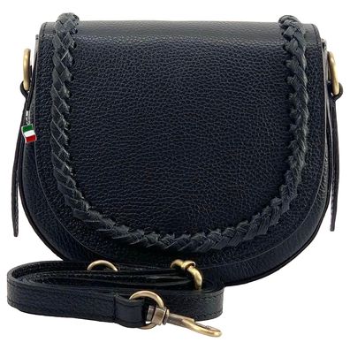 Florence Leder Tasche Damen Schultertasche Umhängetasche schwarz OTF806S