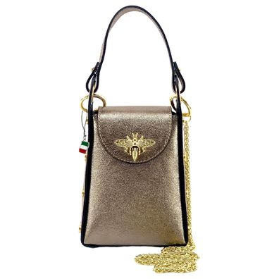 Florence Leder Tasche Damen Umhängetasche bronze braun 13x6x18cm OTF813F