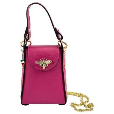 Florence Leder Tasche Damen Umhängetasche fuchsia pink 13x6x18cm OTF813P