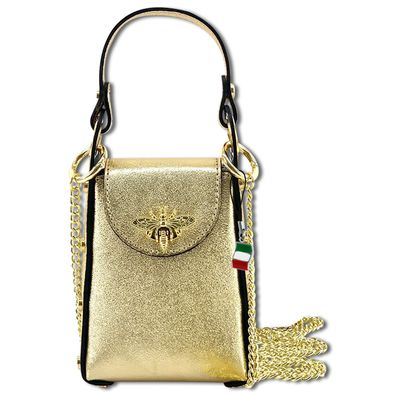 Florence Umhängetasche Biene Damen Handtasche Echtleder gold metallic OTF813Z