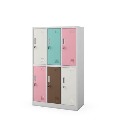 Schul-Sicherheitsschrank in Pastellgrau: 6-fächer-Modell IGOREK, 900 x 1500 x 450 mm