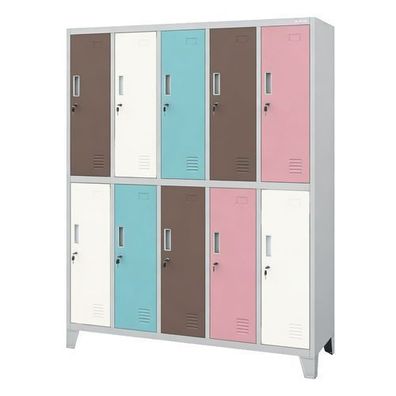 10-türiger Arbeitsschutz-Kleiderschrank in Pastellgrau: BARTEK 1360 x 1720 x 450 mm