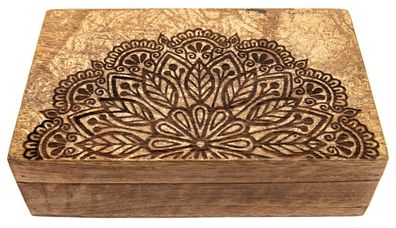 Holzbox Mandala mit Blattgold Mangoholz 20,5 x 13 cm Holzkiste Schatulle