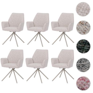 6er-Set Esszimmerstuhl HWC-G67, drehbar Auto-Position Metall Chenille