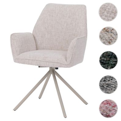 Esszimmerstuhl HWC-G67, Küchenstuhl, drehbar Metall Chenille (410g/m²)