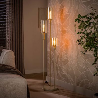 Stehleuchte - 33 x 33 x 165 cm - Beige / Sienna braun