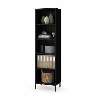 Jan Nowak Bücherregal 4 höhenverstellbaren Einlegeböden 50 x 180 x 35 cm Schwarz