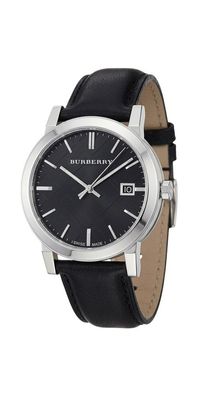 Burberry The City BU9009 Herrenuhr Schwarz Leder