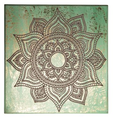 Energiebild Mandala türkis gold MDF 30 cm Energieplatte Schwingungsbild