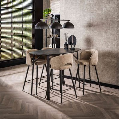Bartisch Dänisch oval 3d melamin graphite - 140 x 75 x 92 cm
