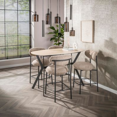Bartisch Dänisch oval Keramik travertin - 140 x 75 x 92 cm