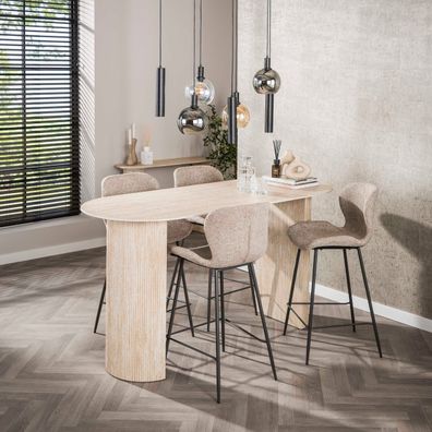 Bartisch Oval Keramik travertin - 180 x 70 x 92 cm