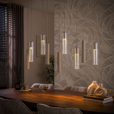 Pendelleuchte - 109 x 19 x 150 cm - Beige / Sienna braun