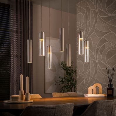 Pendelleuchte - 84 x 19 x 150 cm - Beige / Sienna braun