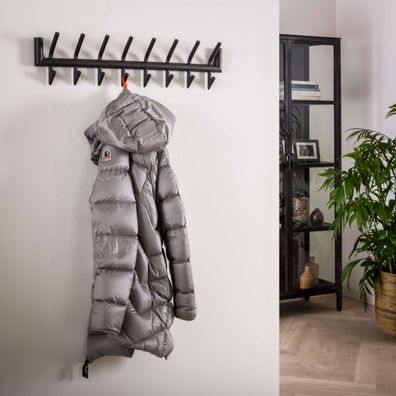 Garderobe 8 Haken - 78 x 10 x 19 cm - Matt dunkelgrau / Drift brown