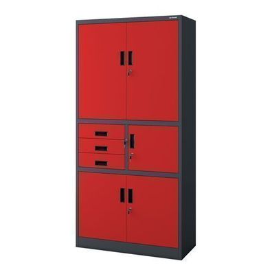 Büroschrank aus Metall mit Safe, anthrazit-rot: FILIP II, 900 x 1850 x 400 mm