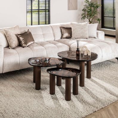 Couchtisch - 70 x 59 x 45 cm - Antikkupfer / Antikgold