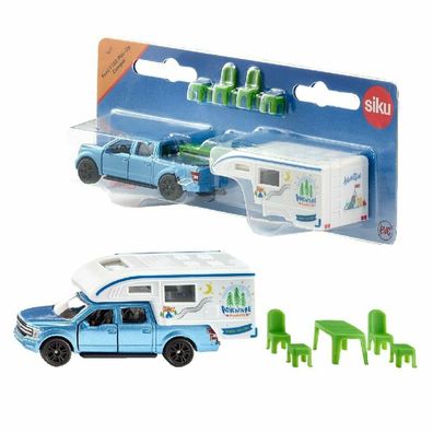 SIKU SUPER Ford F150 Pick-Up Camper, Modellfahrzeug (blau/weiÃ #159;)