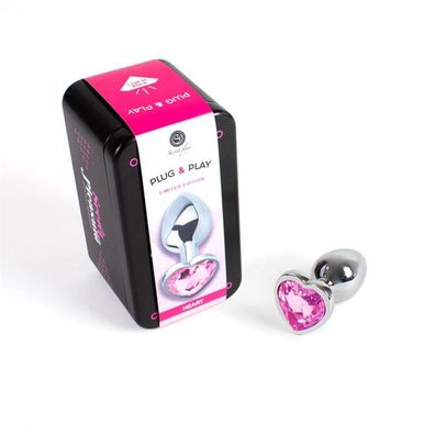 Fuchsia Herz Metall Butt Plug Größe S