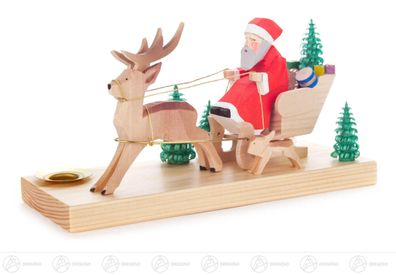 Weihnachtsmann im Hirschschlitt, geschnitzt, d=14m BxHxT 16 cmx8 cmx7 cm
