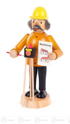 Räuchermann Bauleiter BxHxT 9cmx17 cmx7 cm NEU Erzgebirge Rauchmann Räucherfigur