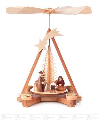 Pyramide mit Christi Geburt, für Kerzen d=14mm BxHxT 22 cmx25 cmx22 cm NEU