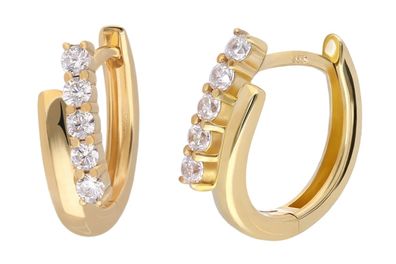 GLIZZ Schmuck Damen-Ohrringe Gold 333 / 8K Zirkonia Klapp-Creolen GL8566