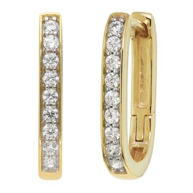 trendor Schmuck Damen-Ohrringe Gold 333/8K Klapp-Creolen mit Zirkonia 21155