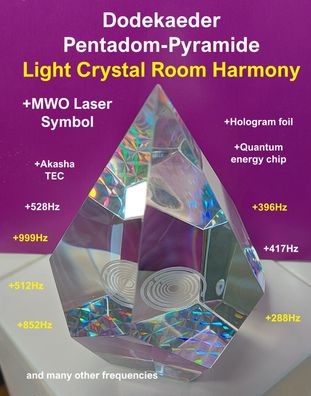 Energy Light Cristal Dodekaeder Pentadom Pyramide + 30 Hz Frequenzen Roomharmony