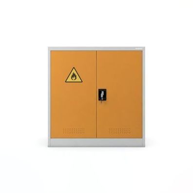 Niedriger Chemikalienschrank für Arbeitsschutzchemikalien, grau-gelb, 1000x1040x400mm