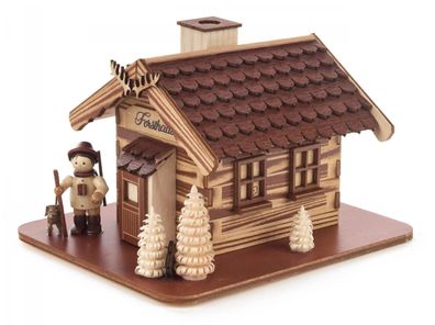 Räucherhaus Forsthaus mit Jäger neu 13,5x10x16cm Forsthütte Jagdhaus Waldhaus