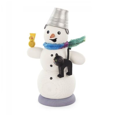 Räuchermann Schneemann mit Katze NEU 14,5cm Wintermann Schneekatze Frostzeit