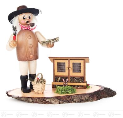 Räuchermann Hasenzüchter mit Stall BxHxT 24 cmx20 cmx10 cm NEU Erzgebirge